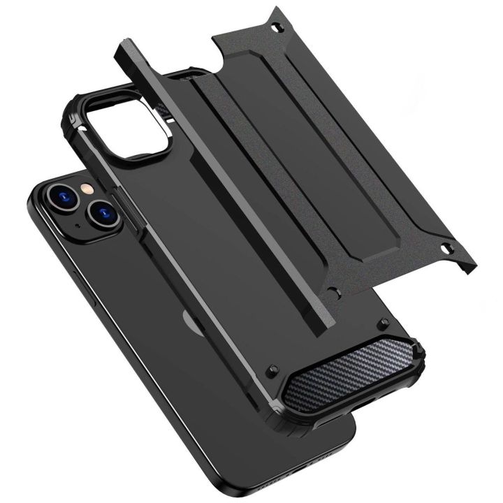 Šarvuotas dėklas iPhone 15 Plus Hybrid Armor - juodas
