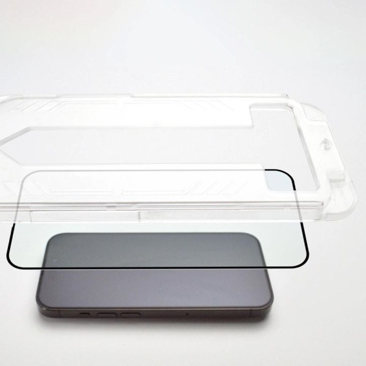 9H grūdintas stiklas su tvirtinimo rėmeliu iPhone 14 Pro Max Premium Glass - juodas