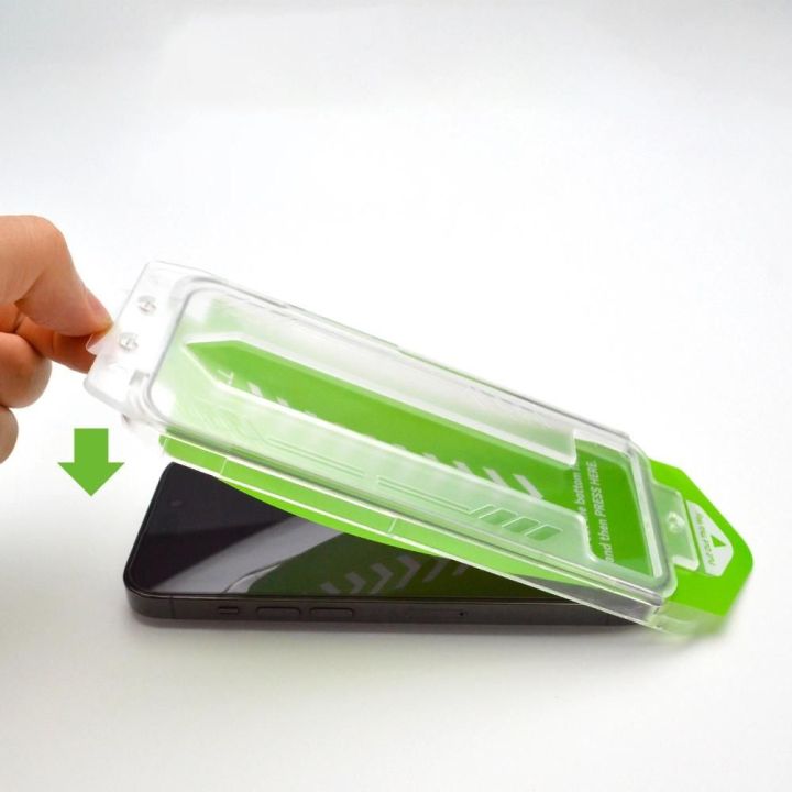 9H grūdintas stiklas su tvirtinimo rėmeliu iPhone 14 Pro Max Premium Glass - juodas