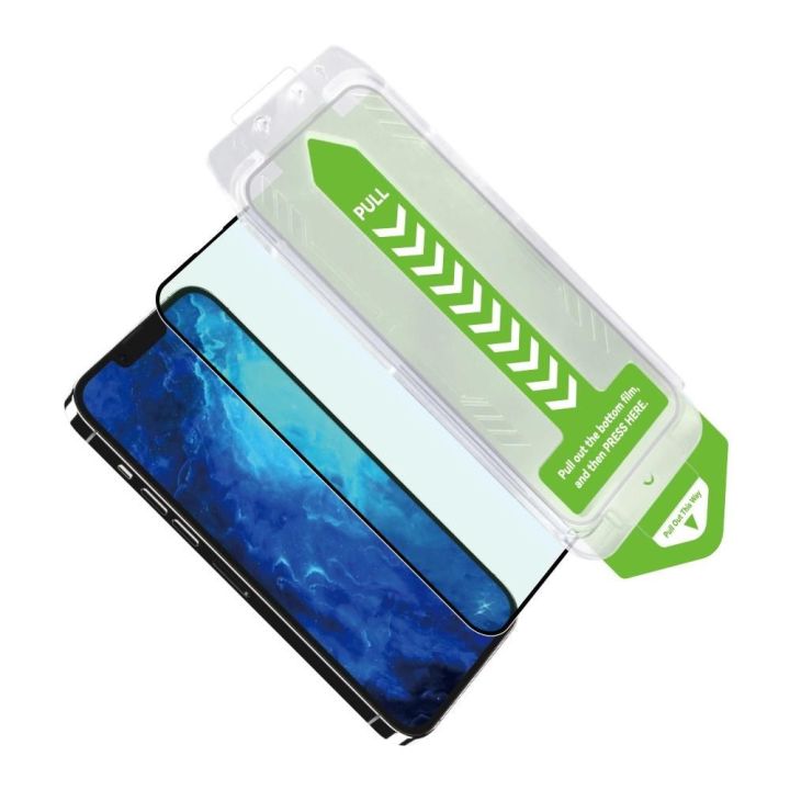 9H grūdintas stiklas su tvirtinimo rėmeliu iPhone 14 Pro Max Premium Glass - juodas