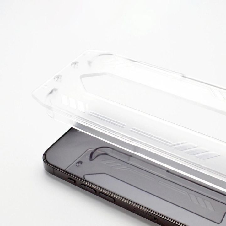 9H grūdintas stiklas su tvirtinimo rėmeliu iPhone 14 Pro Max Premium Glass - juodas