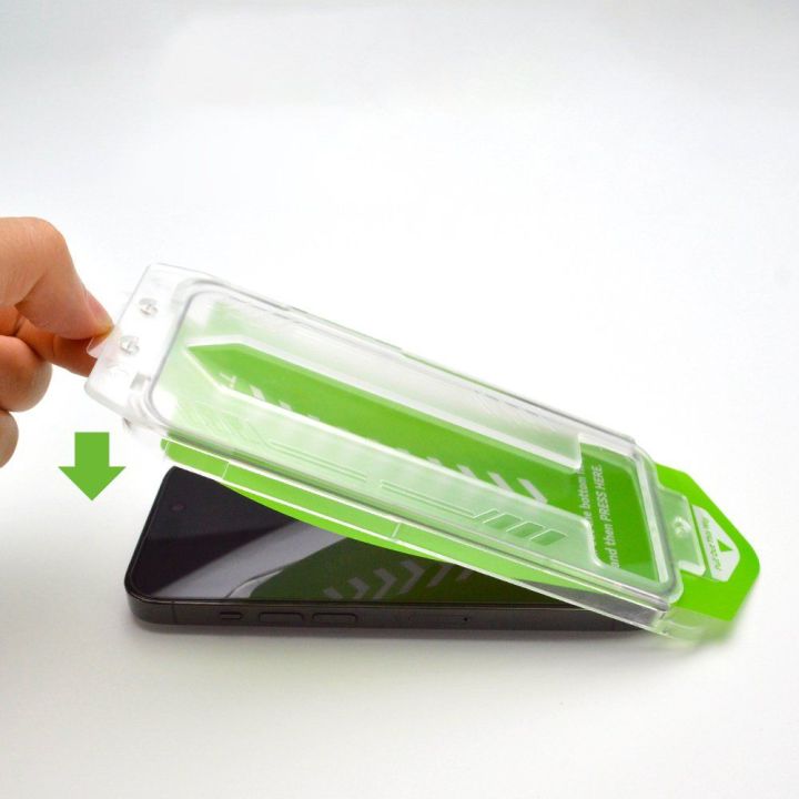 9H grūdintas stiklas su tvirtinimo rėmeliu iPhone 14 Plus Premium Glass - juodas