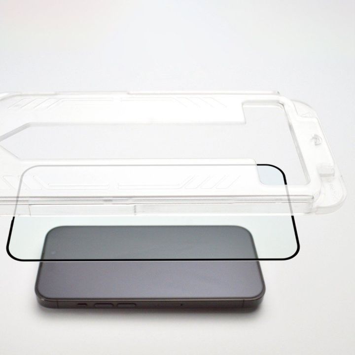 9H grūdintas stiklas su tvirtinimo rėmeliu iPhone 14 Plus Premium Glass - juodas