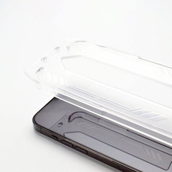 9H grūdintas stiklas su tvirtinimo rėmeliu iPhone 14 Plus Premium Glass - juodas