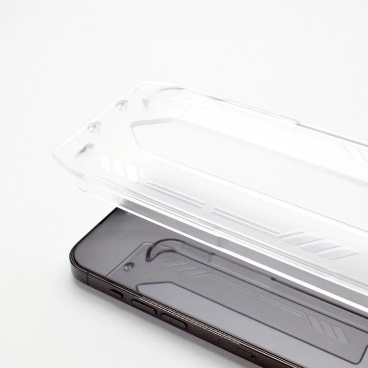 9H grūdintas stiklas su tvirtinimo rėmeliu iPhone 15 Plus Premium Glass - juodas