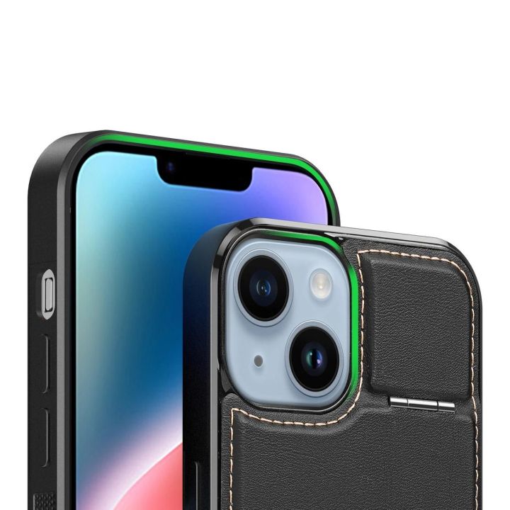 Rafi Mag piniginės dėklas su 3 1 stovu iPhone 14 Plus su MagSafe ir RFID užraktu - juodas