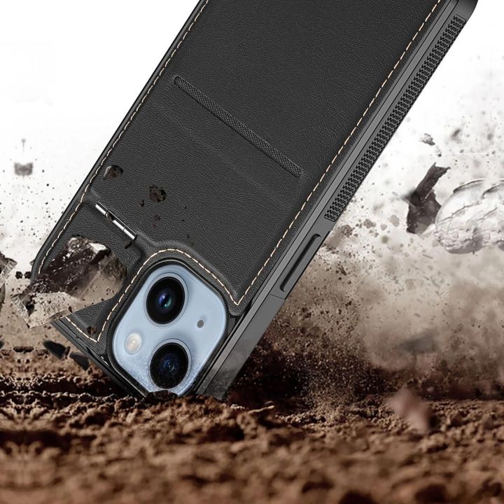 Rafi Mag piniginės dėklas su 3 1 stovu iPhone 14 Plus su MagSafe ir RFID užraktu - juodas