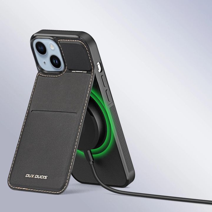 Rafi Mag piniginės dėklas su 3 1 stovu iPhone 14 Plus su MagSafe ir RFID užraktu - juodas
