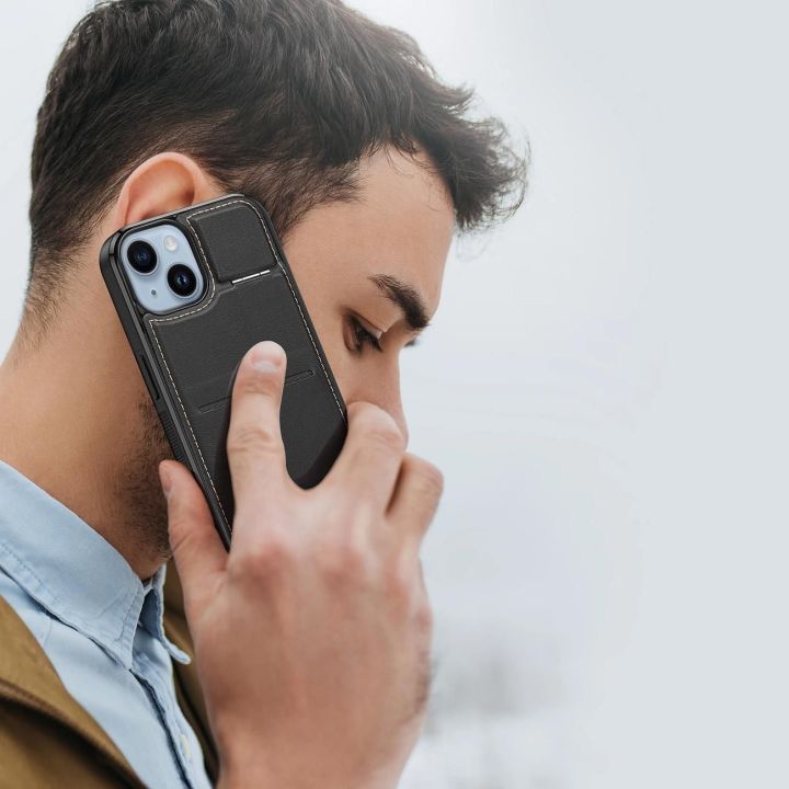 Rafi Mag piniginės dėklas su 3 1 stovu iPhone 14 Plus su MagSafe ir RFID užraktu - juodas