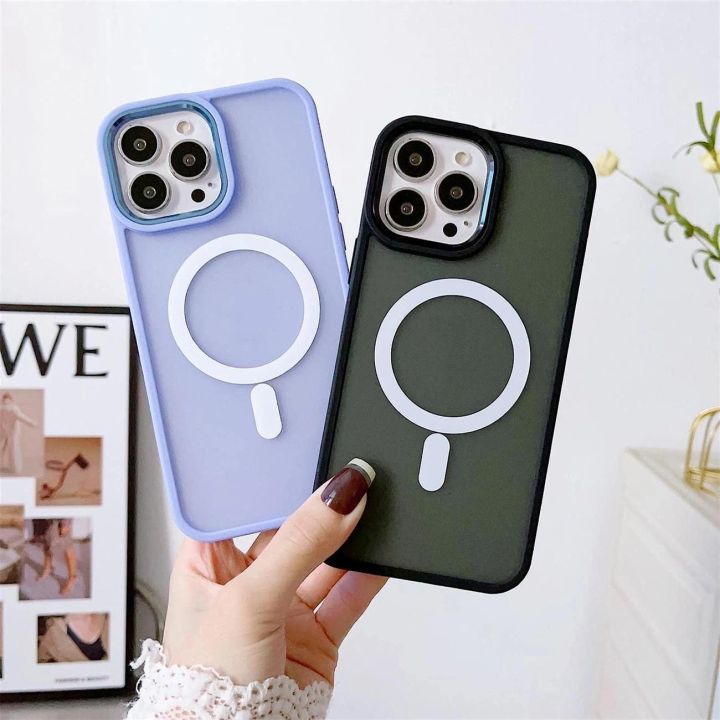 Magnetinis dėklas su MagSafe Color Matte dėklu iPhone 14 Plus - žalias
