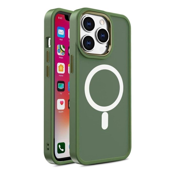 Magnetinis dėklas su MagSafe Color Matte dėklu iPhone 14 Plus - žalias
