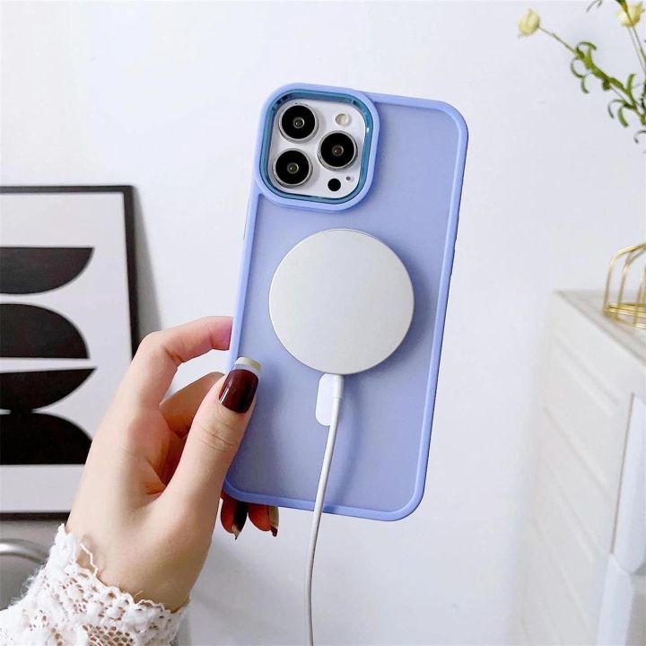 Magnetinis dėklas su MagSafe Color Matte dėklu iPhone 14 Plus - žalias