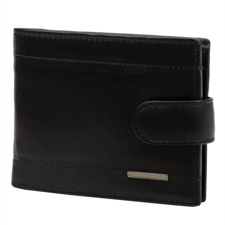 Vyriška natūralios odos piniginė Pierre Cardin, 12,5 × 9,5 × 3 cm – juoda