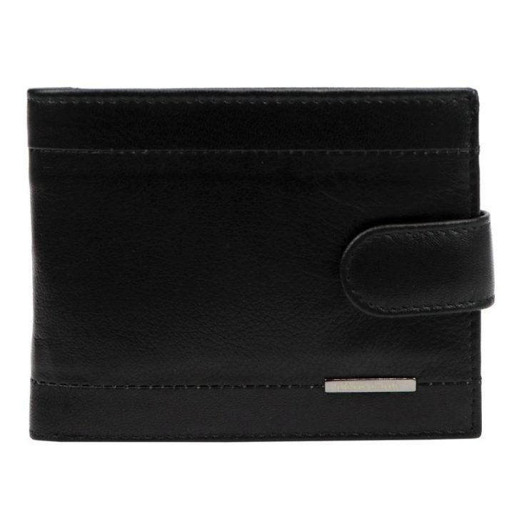 Vyriška natūralios odos piniginė Pierre Cardin, 12,5 × 9,5 × 3 cm – juoda