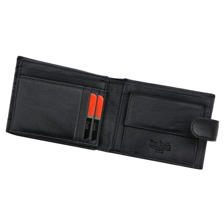 Vyriška natūralios odos piniginė Pierre Cardin, 12,5 × 9,5 × 3 cm – juoda
