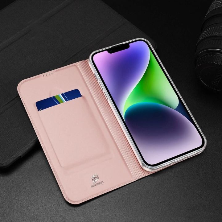 Dėklas iPhone 15 Plus apverčiamam dangteliui ir piniginei Skin Pro - rožinis