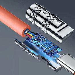 USB-C - Lightning kampinis kabelis 30 W 1 m 180° pasukimo kampu - oranžinis