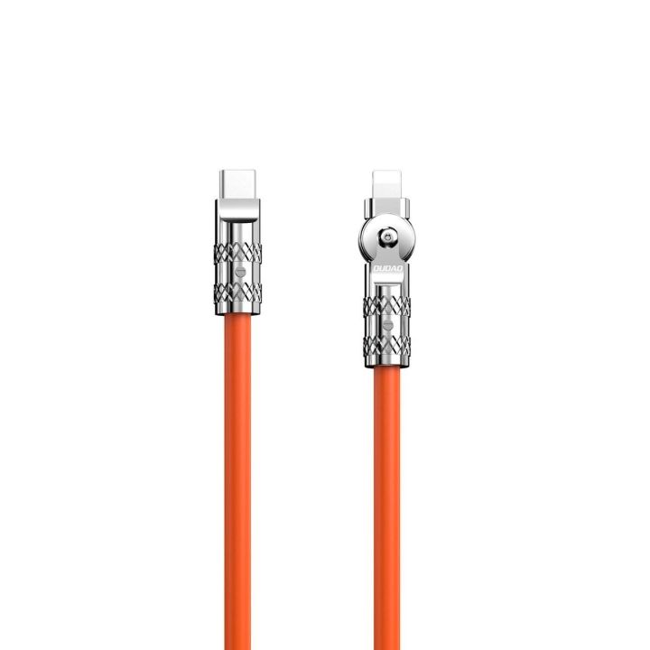 USB-C - Lightning kampinis kabelis 30 W 1 m 180° pasukimo kampu - oranžinis
