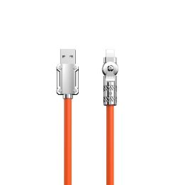 Kampinis kabelis USB-A - Lightning 30W 1 m sukimosi 180° - oranžinis