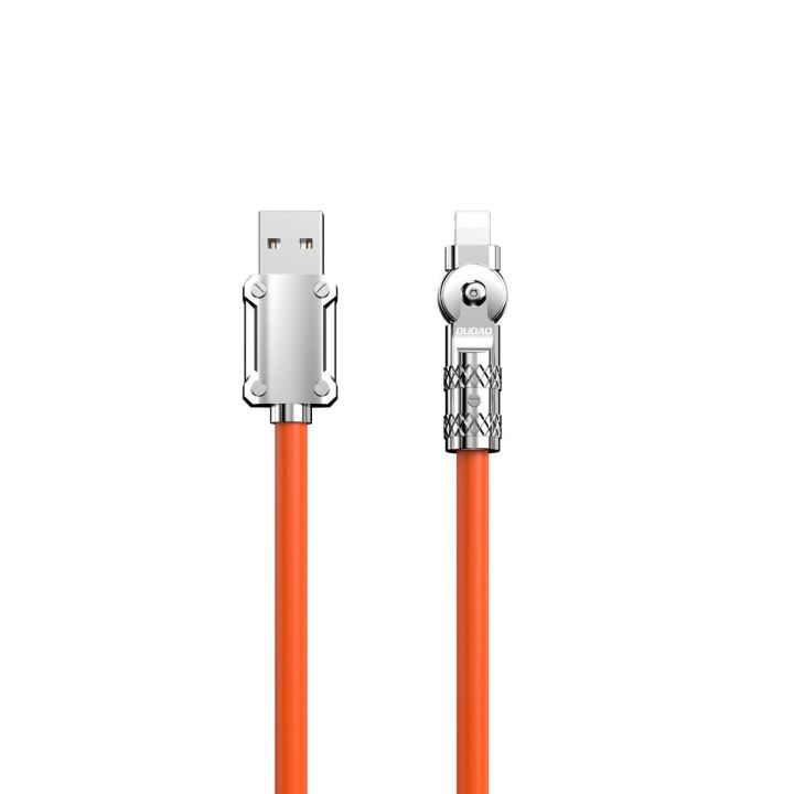Kampinis kabelis USB-A - Lightning 30W 1 m sukimosi 180° - oranžinis