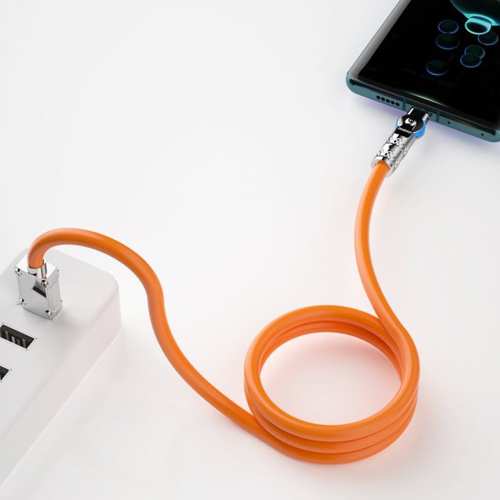 Kampinis kabelis USB-A - Lightning 30W 1 m sukimosi 180° - oranžinis