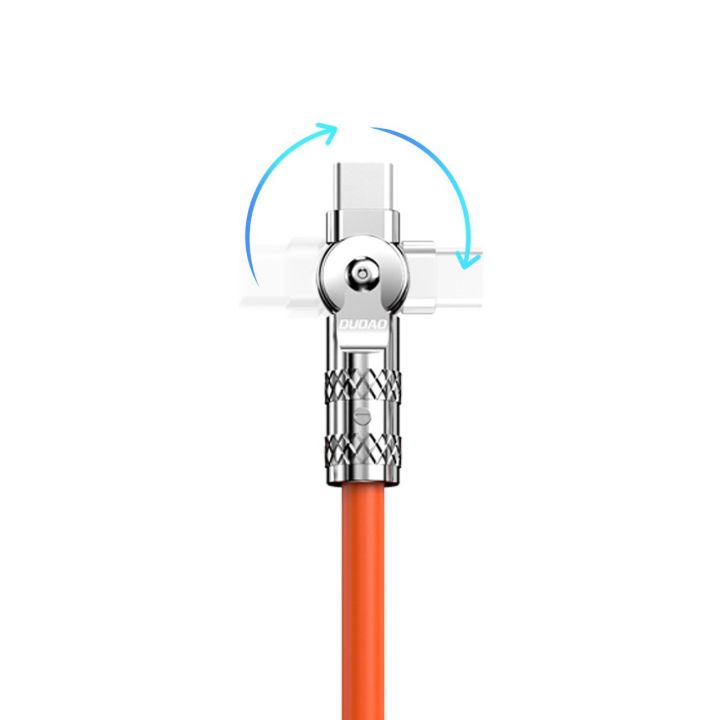 Kampinis kabelis USB-A - Lightning 30W 1 m sukimosi 180° - oranžinis