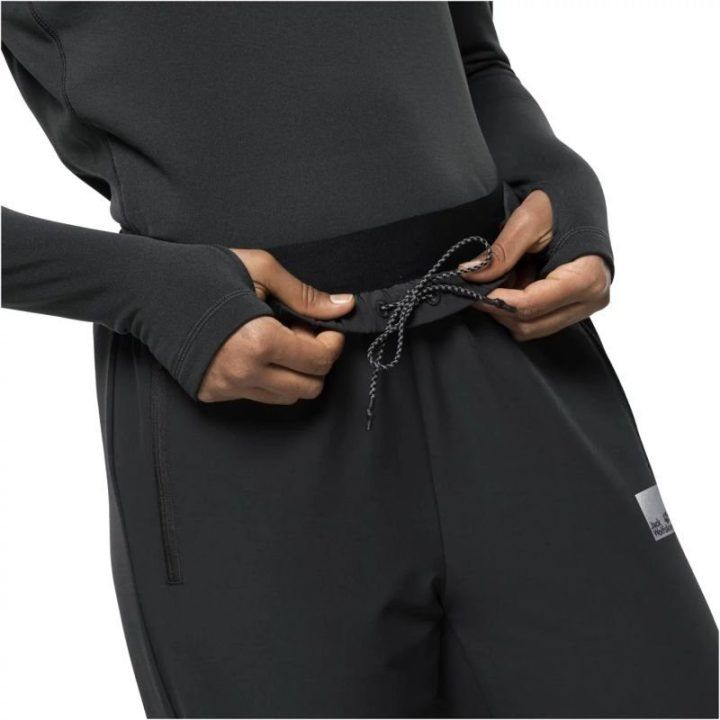 Moteriškos laisvo kirpimo sportinės kelnės Jack Wolfskin, juodos