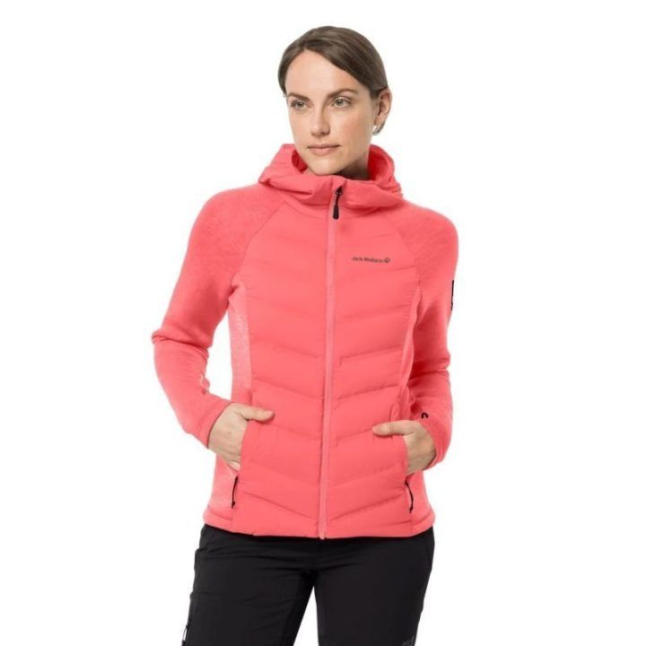Moteriška striukė su gobtuvu Jack Wolfskin Tasman, koralinė