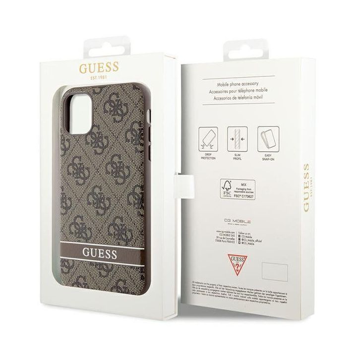 Guess 4G Stripes dėklas iPhone 11 / Xr - rudas