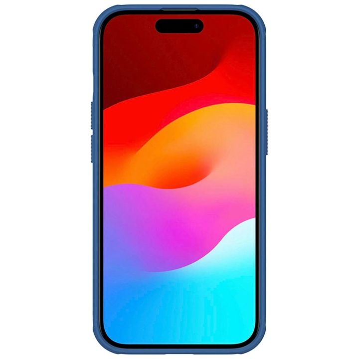 Sustiprintas dėklas iPhone 15 Plus Nillkin Super Frosted Shield Pro - mėlynas