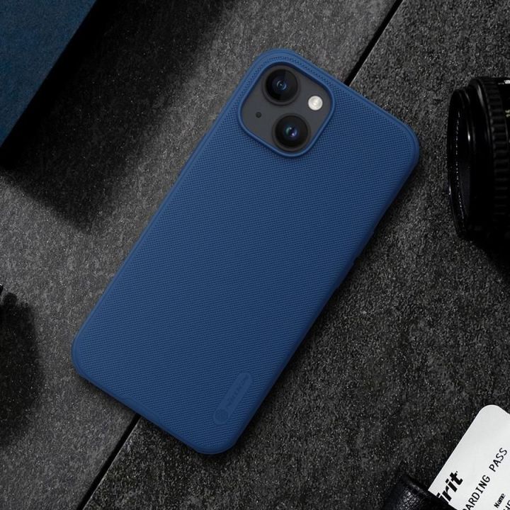 Sustiprintas dėklas iPhone 15 Plus Nillkin Super Frosted Shield Pro - mėlynas