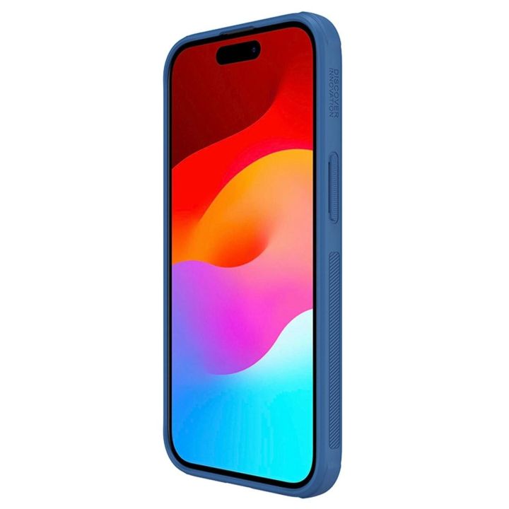 Sustiprintas dėklas iPhone 15 Plus Nillkin Super Frosted Shield Pro - mėlynas