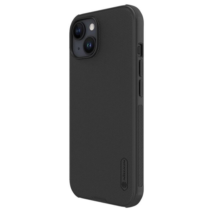 Nillkin Super Frosted Shield Pro sustiprintas dėklas iPhone 15 Plus - juodas