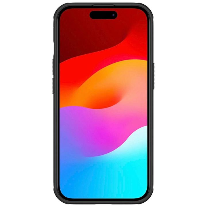 Nillkin Super Frosted Shield Pro sustiprintas dėklas iPhone 15 Plus - juodas