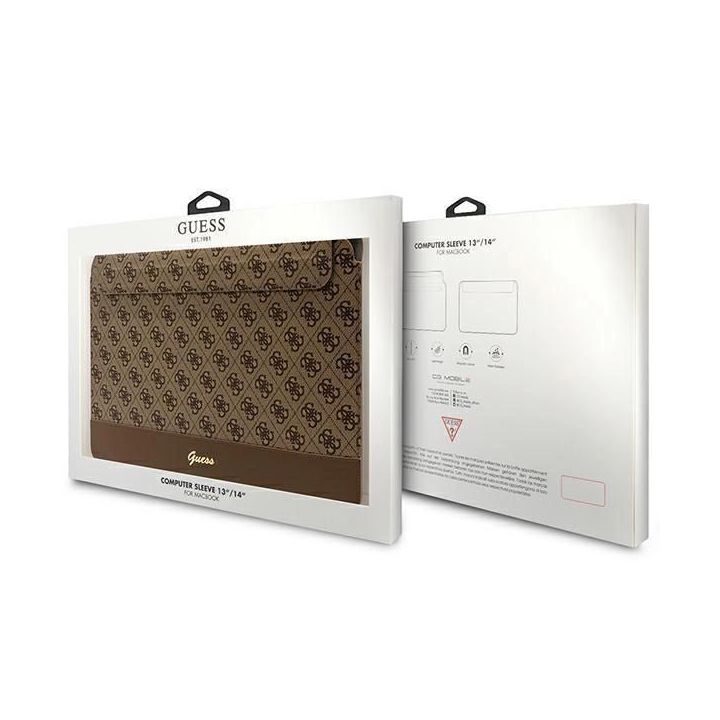 Guess 4G Stripe Metalinis dėklas su logotipu 14 - rudos spalvos