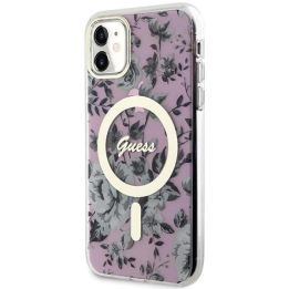 Guess Flower MagSafe dėklas iPhone 11 / Xr - rožinis