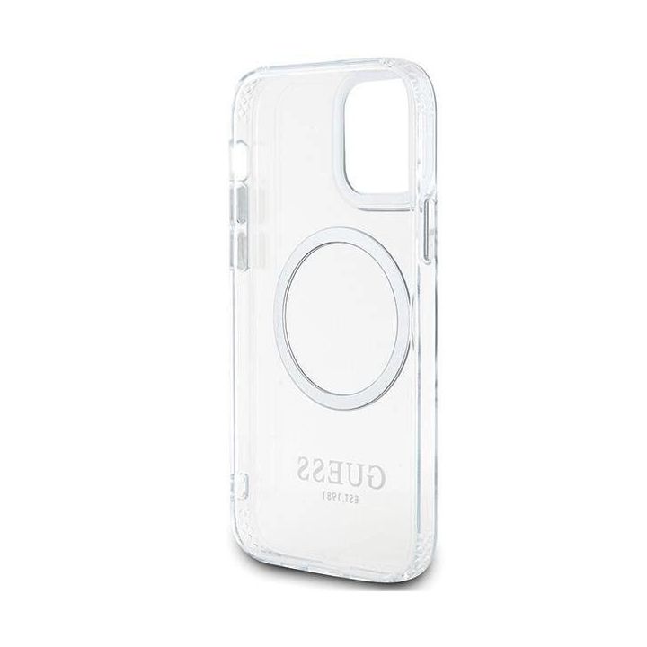 Guess metalinių kontūrų Magsafe dėklas iPhone 12 / iPhone 12 Pro - Sidabrinis