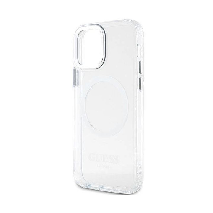 Guess metalinių kontūrų Magsafe dėklas iPhone 12 / iPhone 12 Pro - Sidabrinis