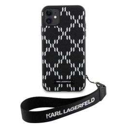 Dėklas Karl Lagerfeld Monogram Losange Saffiano ant iPhone 11 / Xr - juodos spalvos