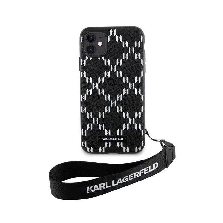 Dėklas Karl Lagerfeld Monogram Losange Saffiano ant iPhone 11 / Xr - juodos spalvos