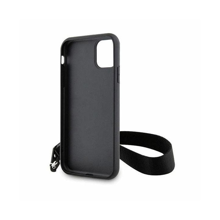 Dėklas Karl Lagerfeld Monogram Losange Saffiano ant iPhone 11 / Xr - juodos spalvos