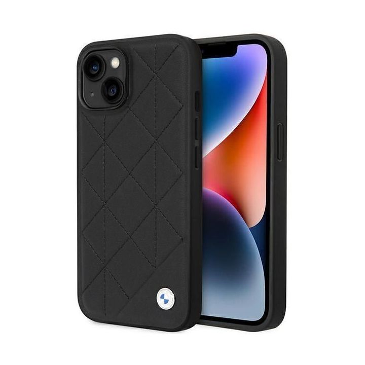 Dėklas BMW odinis dygsniuotas ant iPhone 14 - rankinės