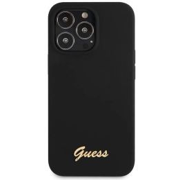 Guess Silikono raštas su auksiniu logotipu ant iPhone 13 Pro Max - nuotraukos