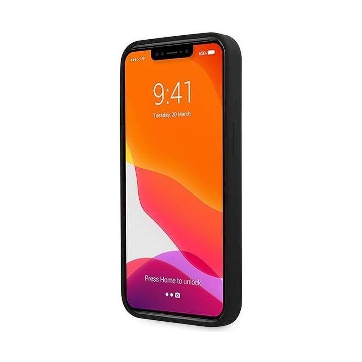 Guess Silikono raštas su auksiniu logotipu ant iPhone 13 Pro Max - nuotraukos
