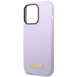 Dėklas Guess Silikoninė logotipo plokštelė MagSafe iPhone 14 Pro - fioletine