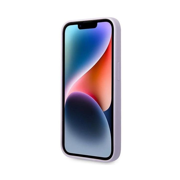 Dėklas Guess Silikoninė logotipo plokštelė MagSafe iPhone 14 Pro - fioletine