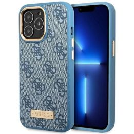 Guess 4G Logo Plate MagSafe dėklas iPhone 14 Pro - mėlynas