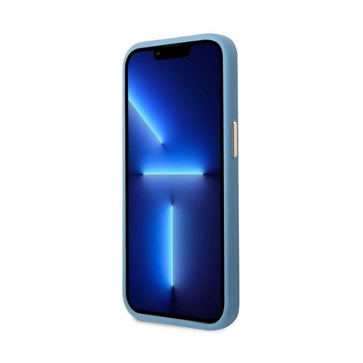 Guess 4G Logo Plate MagSafe dėklas iPhone 14 Pro - mėlynas