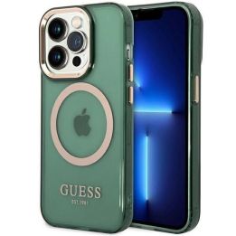 Dėklas Guess Gold Outline Translucent MagSafe saugiklis iPhone 14 Pro Max - Pagrindinis