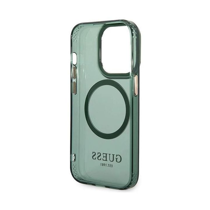 Dėklas Guess Gold Outline Translucent MagSafe saugiklis iPhone 14 Pro Max - Pagrindinis
